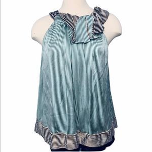 BCBGMaxazria Striped Halter Silk Top S